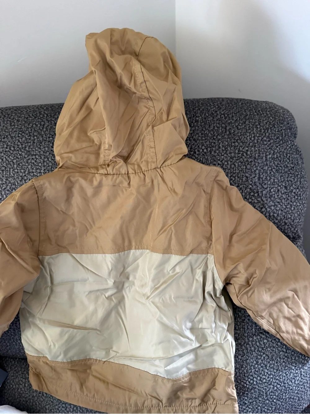OshKosh B'gosh Tan Hooded Jacket with Light Weight Gray Lining Spring/Fall